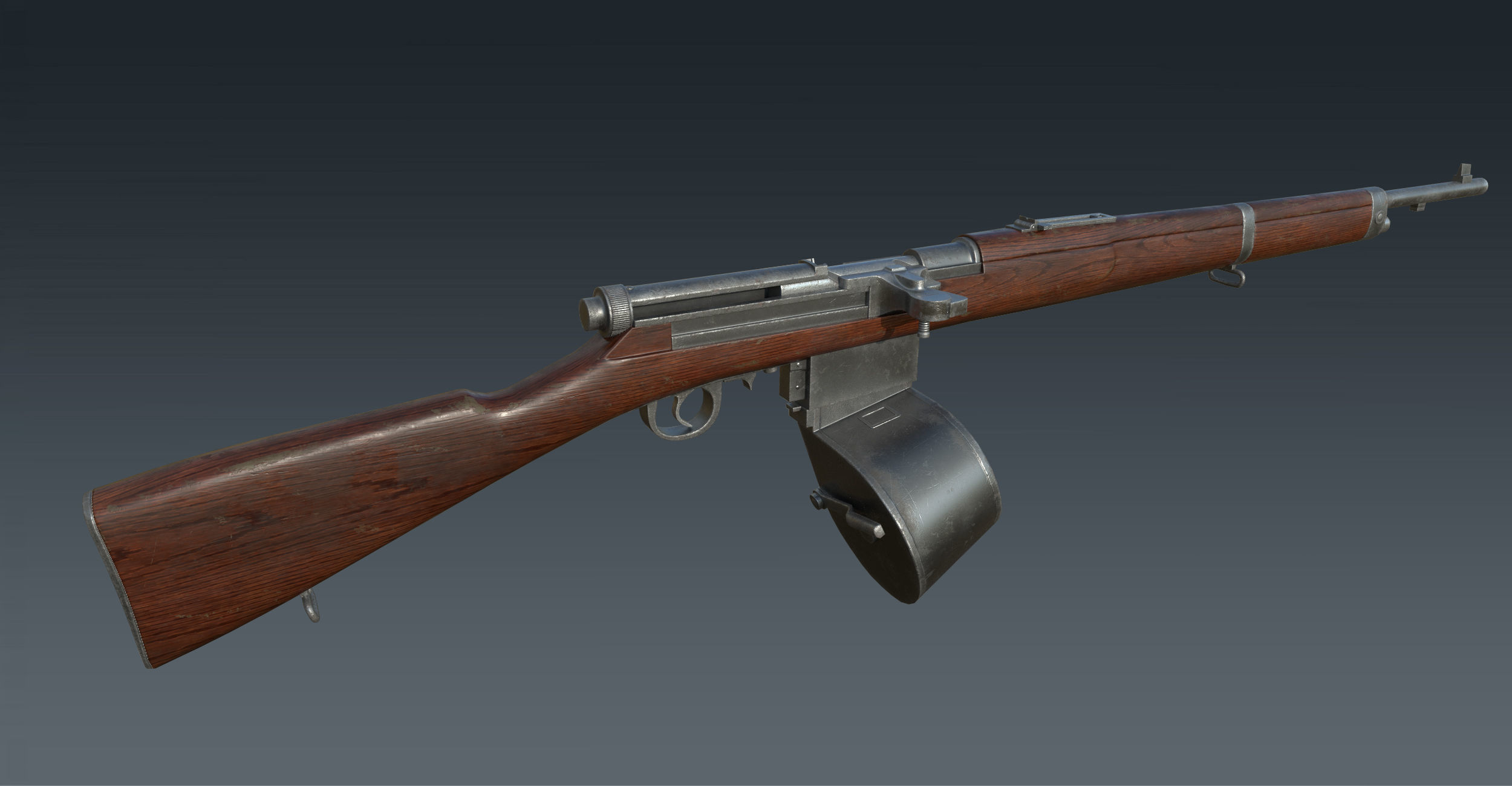 Mondragon WW1 rifle game-ready PBR Low-poly 3D model_1