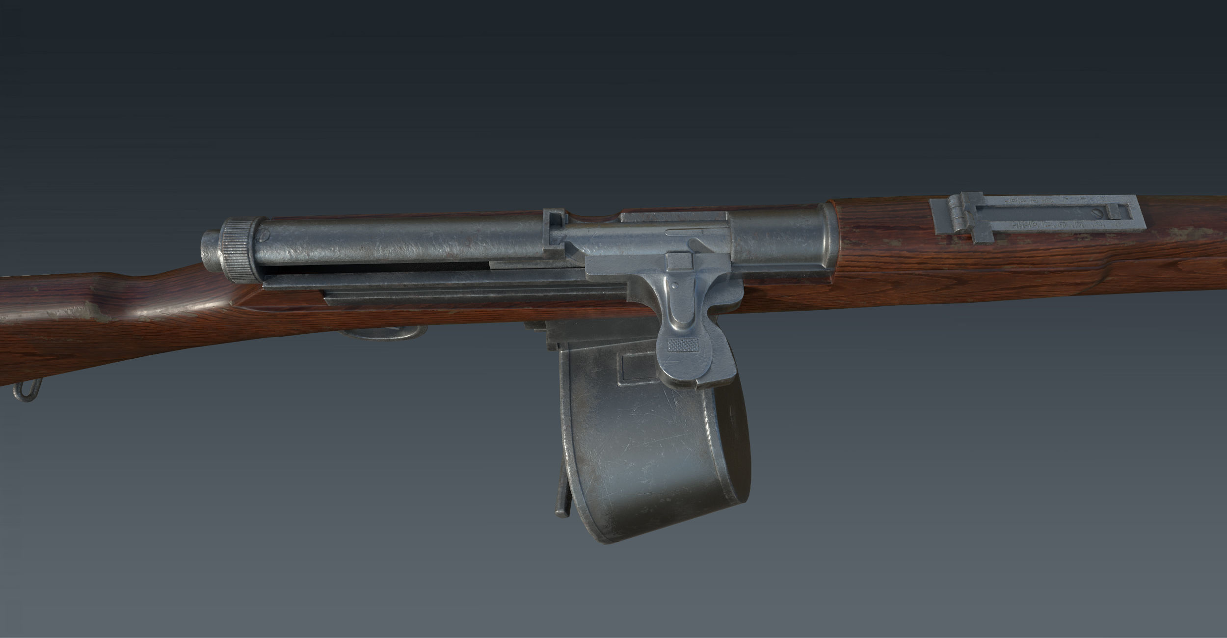Mondragon WW1 rifle game-ready PBR Low-poly 3D model_3