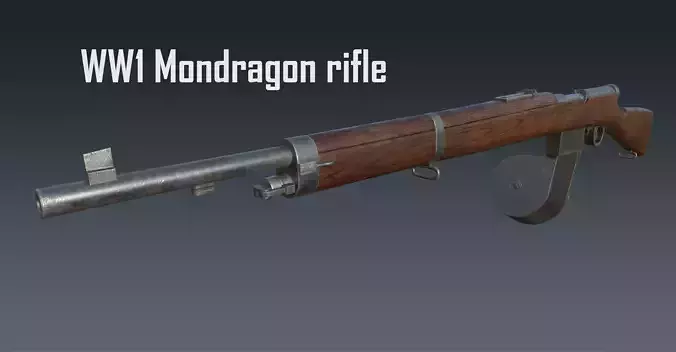 Mondragon WW1 rifle game-ready PBR Low-poly 3D model