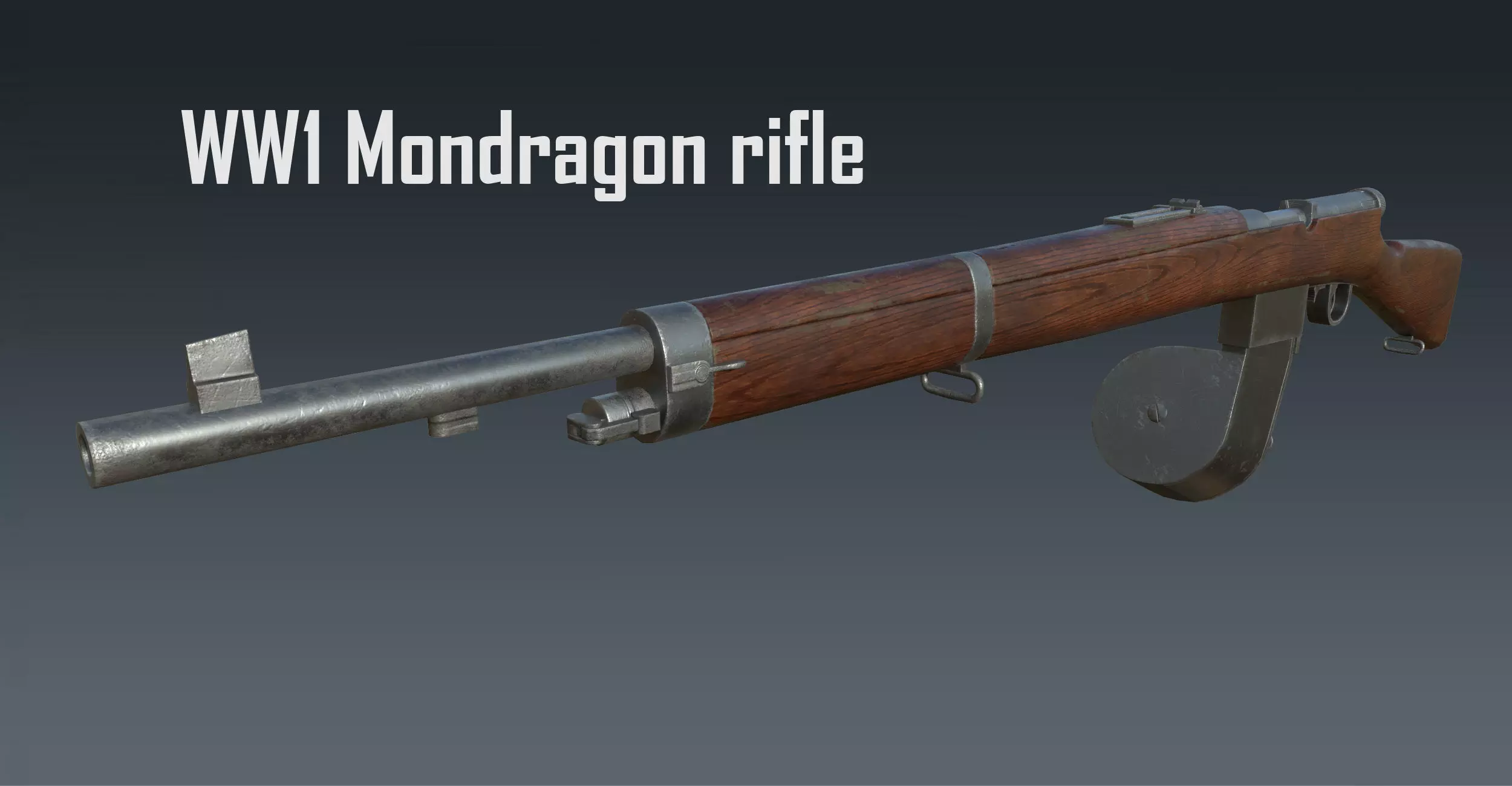 Mondragon WW1 rifle game-ready PBR Low-poly 3D model_0