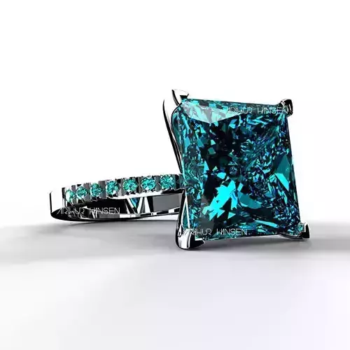 3D model Solitaire Fancy-SL Ring with Princess Cut Gemstone