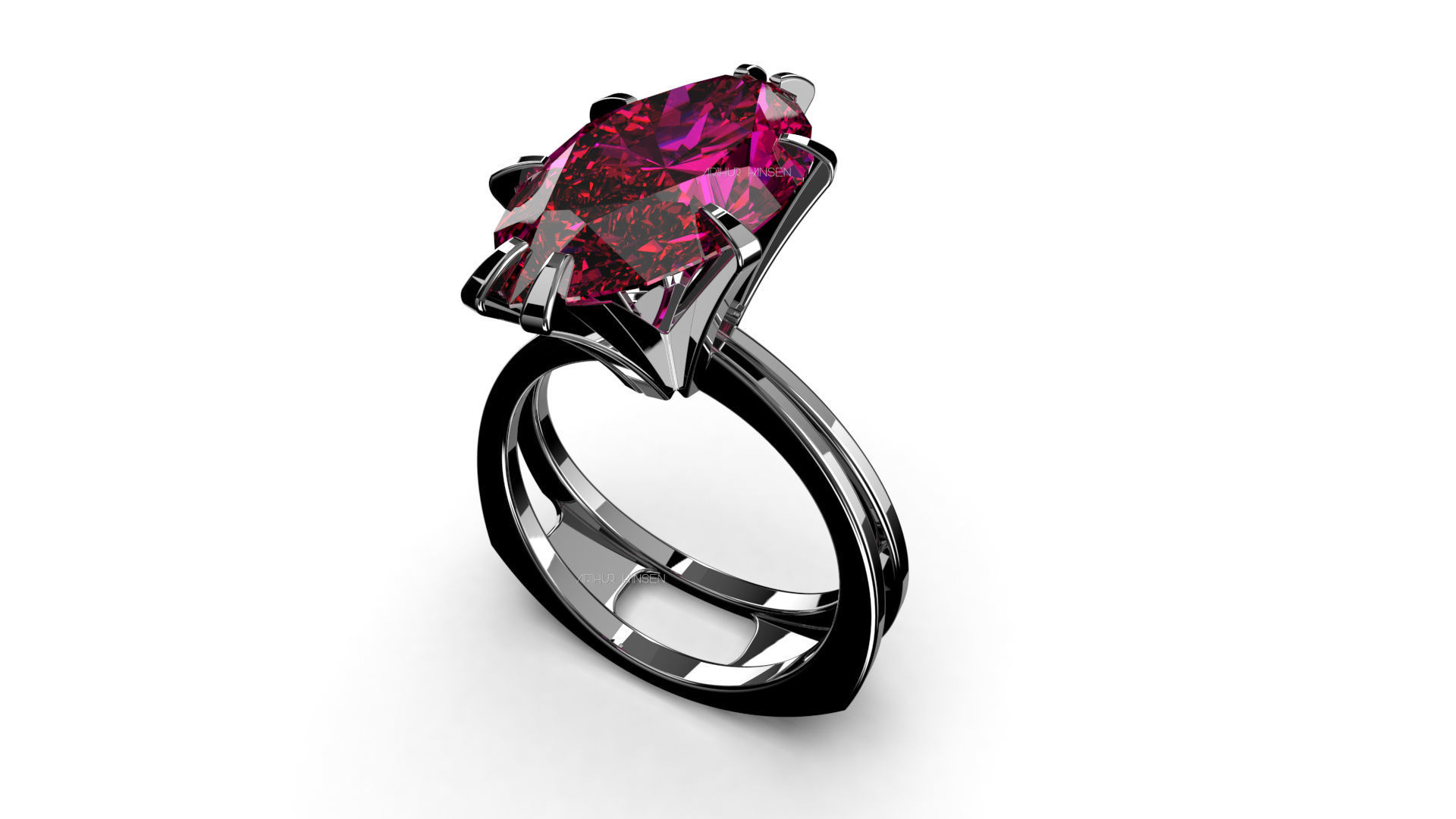 3D model Solitaire Marquise Cut EL Ring-CL 3D print model_4