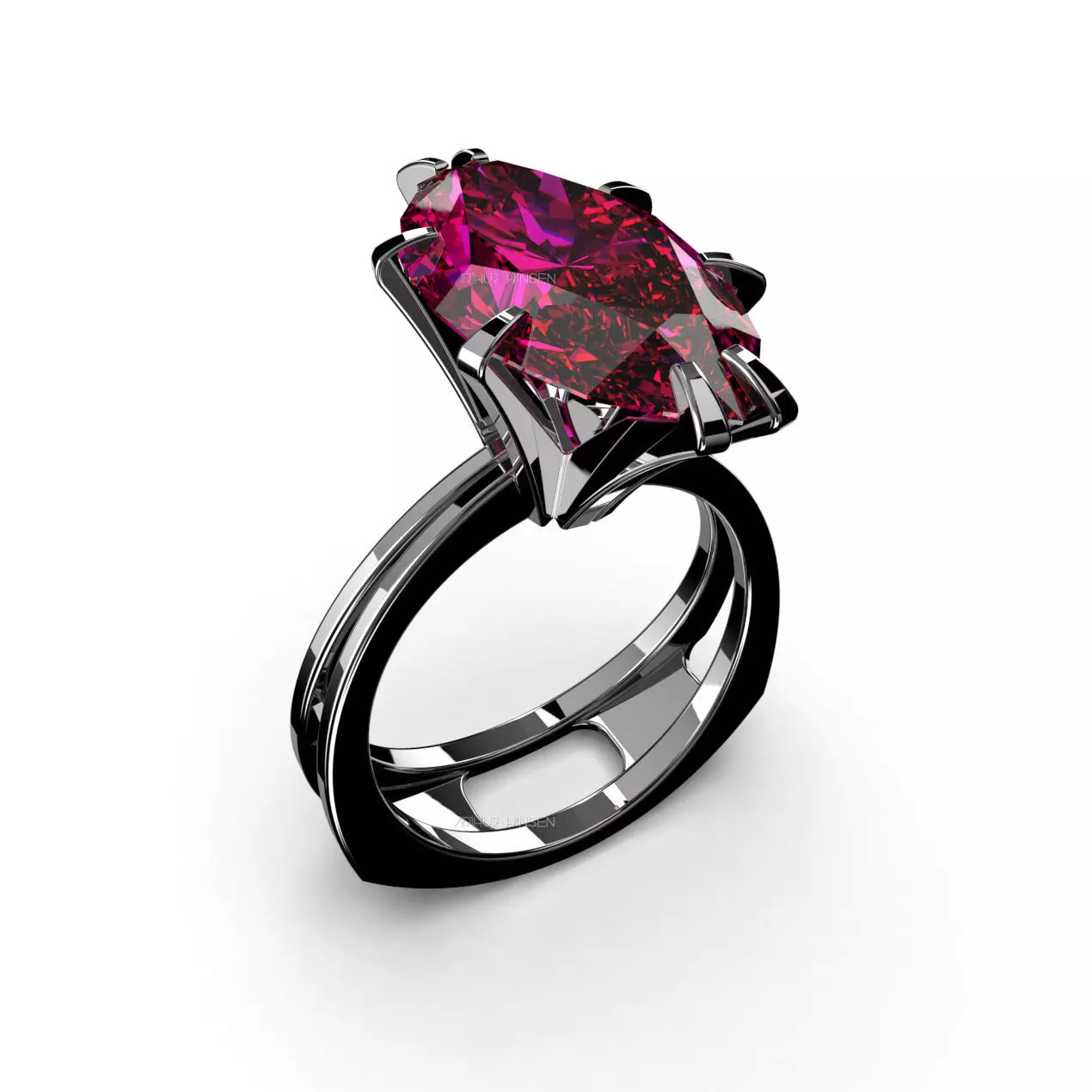 3D model Solitaire Marquise Cut EL Ring-CL 3D print model_0