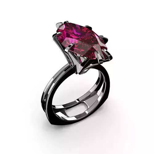 3D model Solitaire Marquise Cut EL Ring-CL