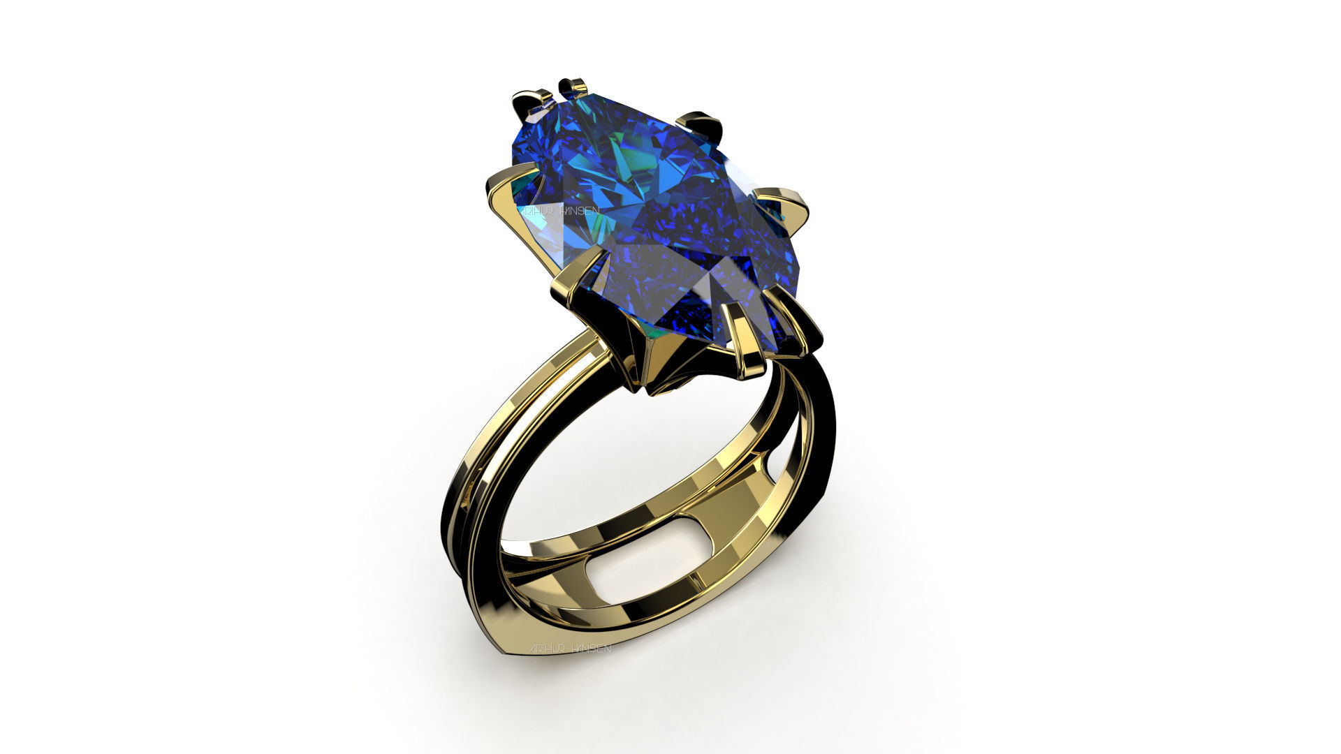 3D model Solitaire Marquise Cut EL Ring-CL 3D print model_5
