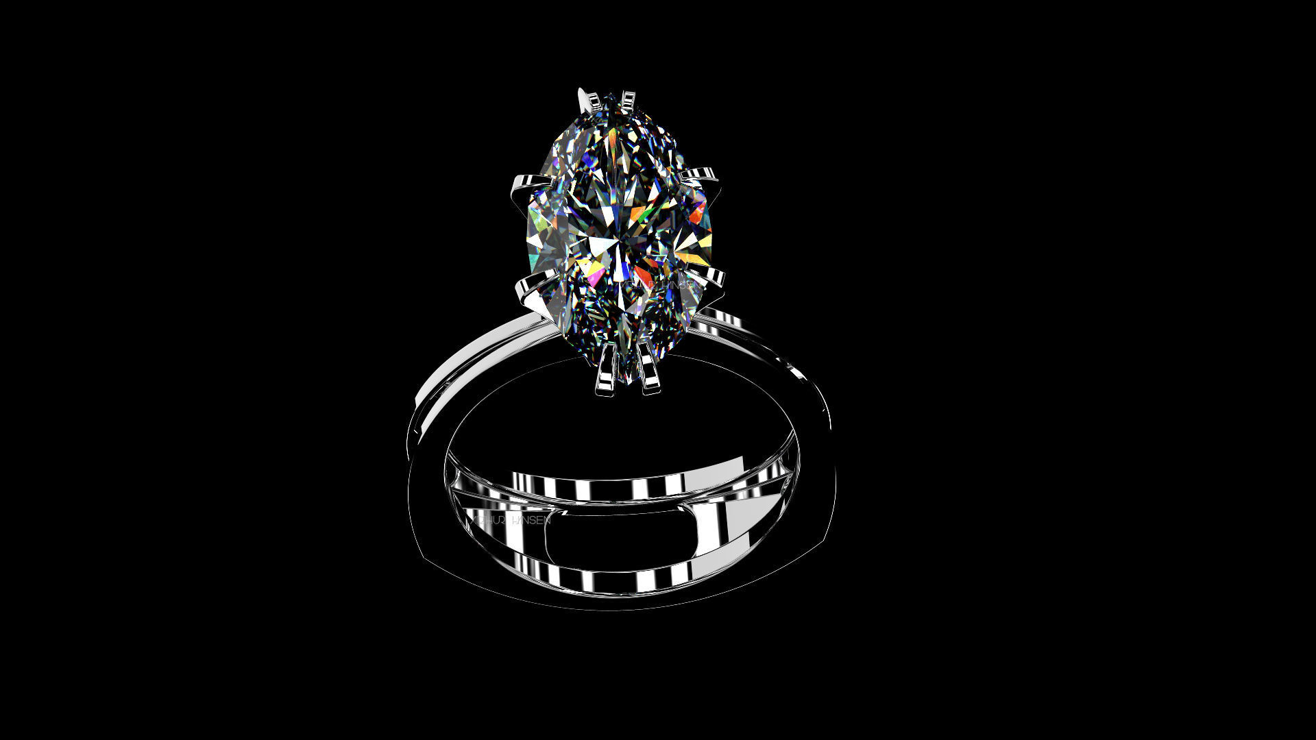 3D model Solitaire Marquise Cut EL Ring-CL 3D print model_3