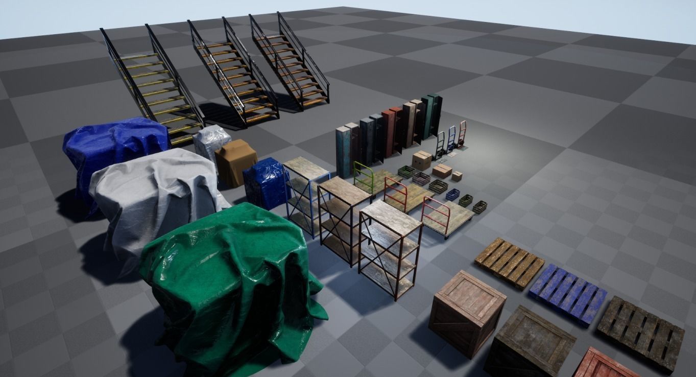 Warehouse Stuff and UE4 Low-poly 3D model_4