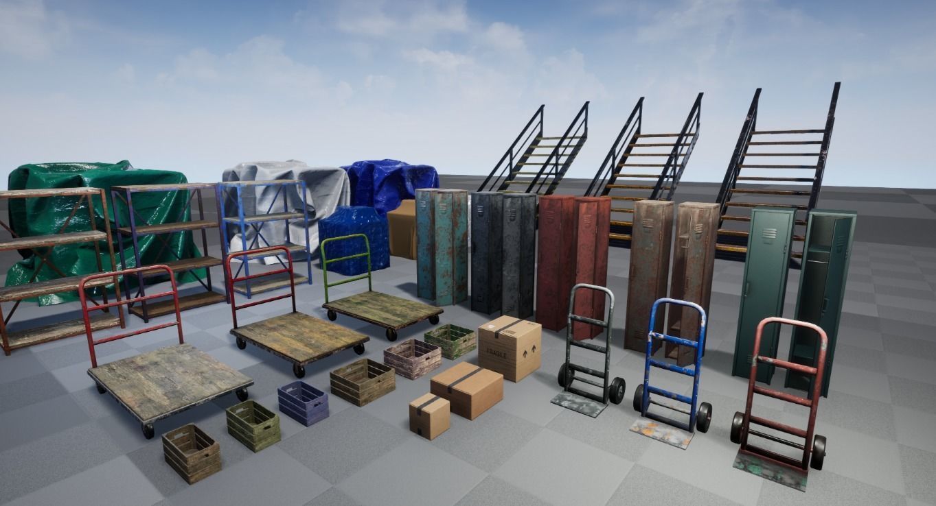 Warehouse Stuff and UE4 Low-poly 3D model_2