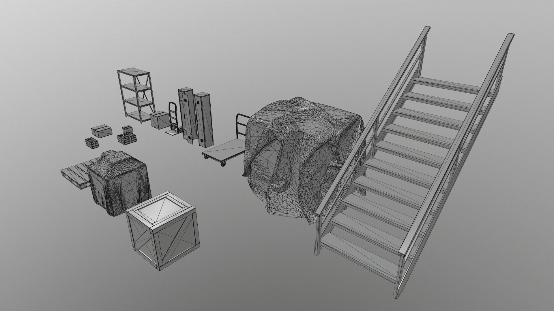 Warehouse Stuff and UE4 Low-poly 3D model_10