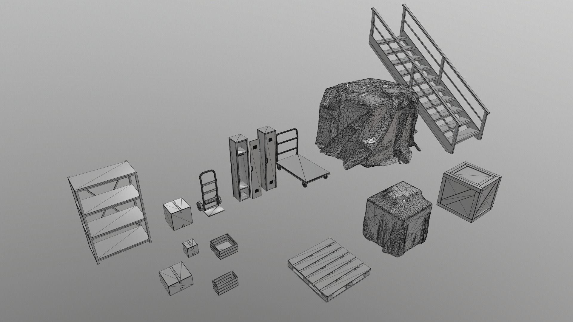 Warehouse Stuff and UE4 Low-poly 3D model_9
