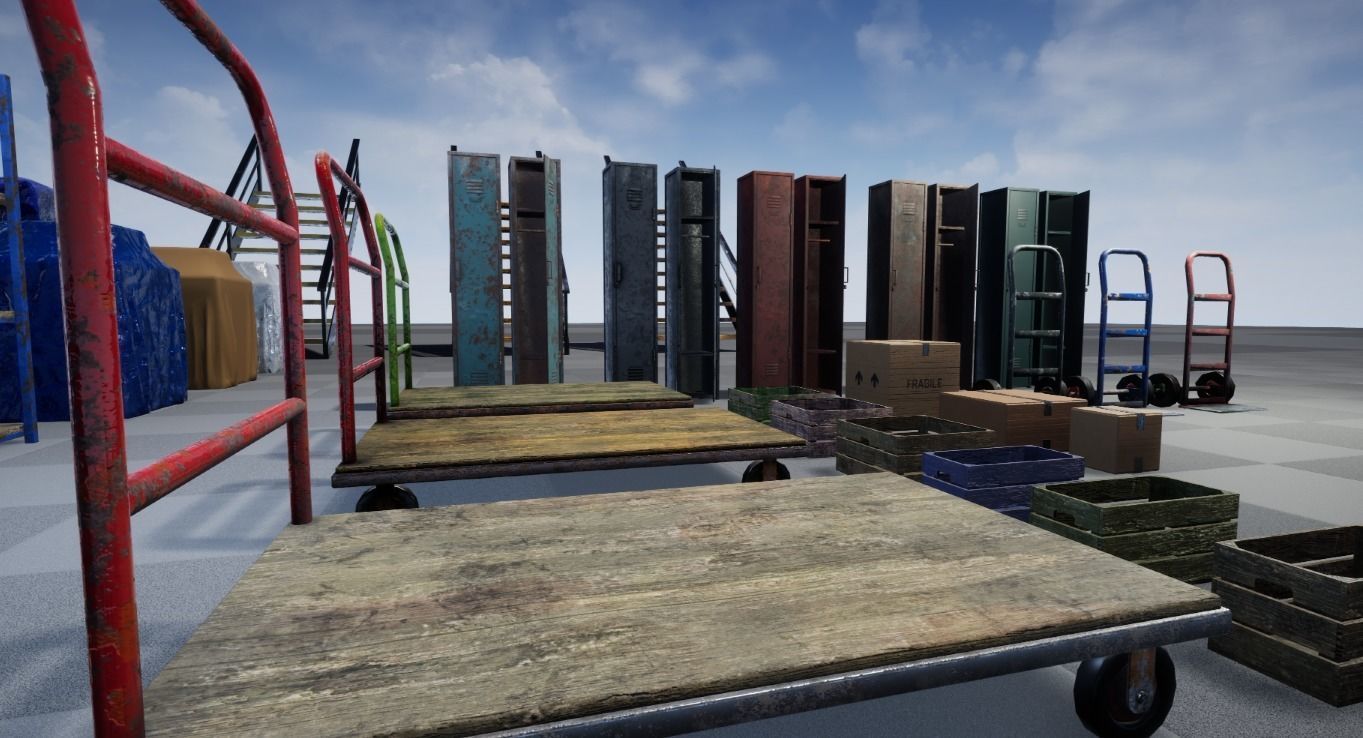 Warehouse Stuff and UE4 Low-poly 3D model_6