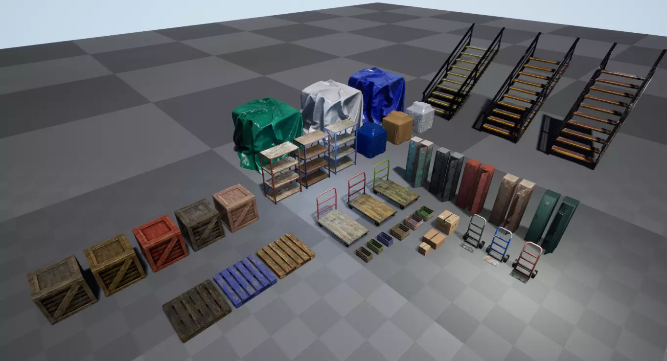 Warehouse Stuff and UE4 Low-poly 3D model_0
