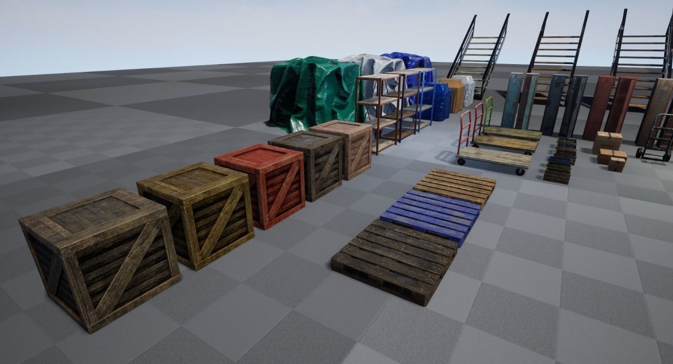Warehouse Stuff and UE4 Low-poly 3D model_3