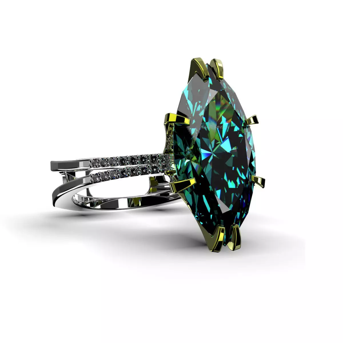 3D model Solitaire Marquise Cut EL Ring-PV 3D print model_0