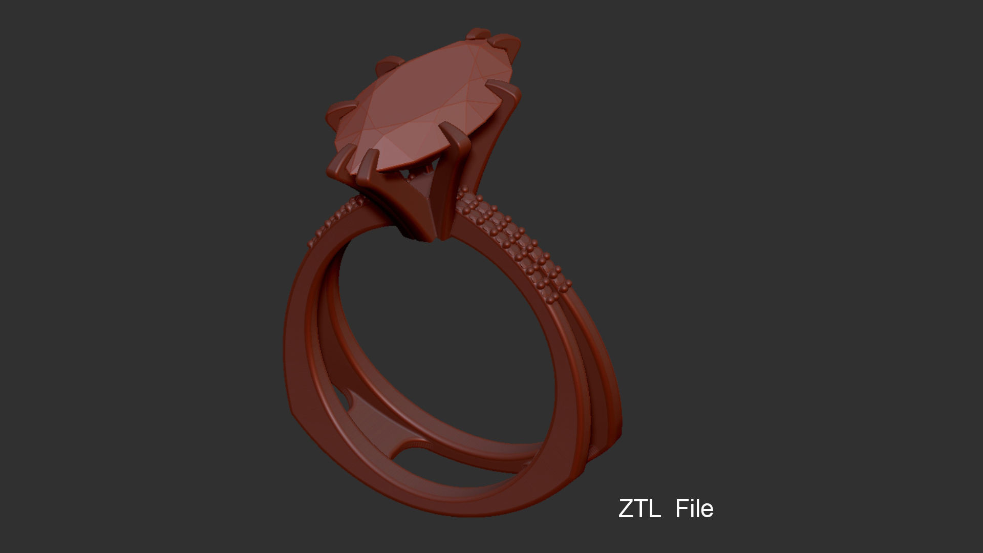 3D model Solitaire Marquise Cut EL Ring-PV 3D print model_12