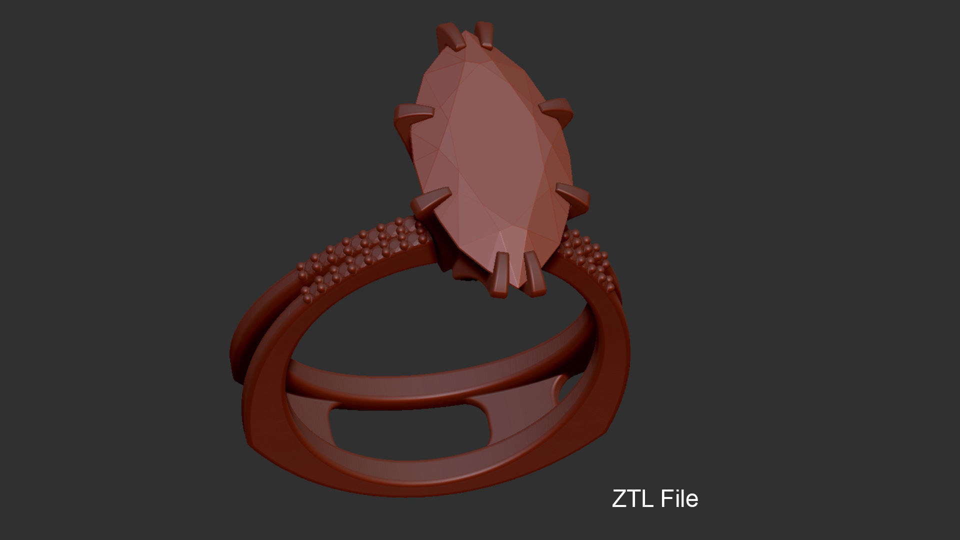 3D model Solitaire Marquise Cut EL Ring-PV 3D print model_11