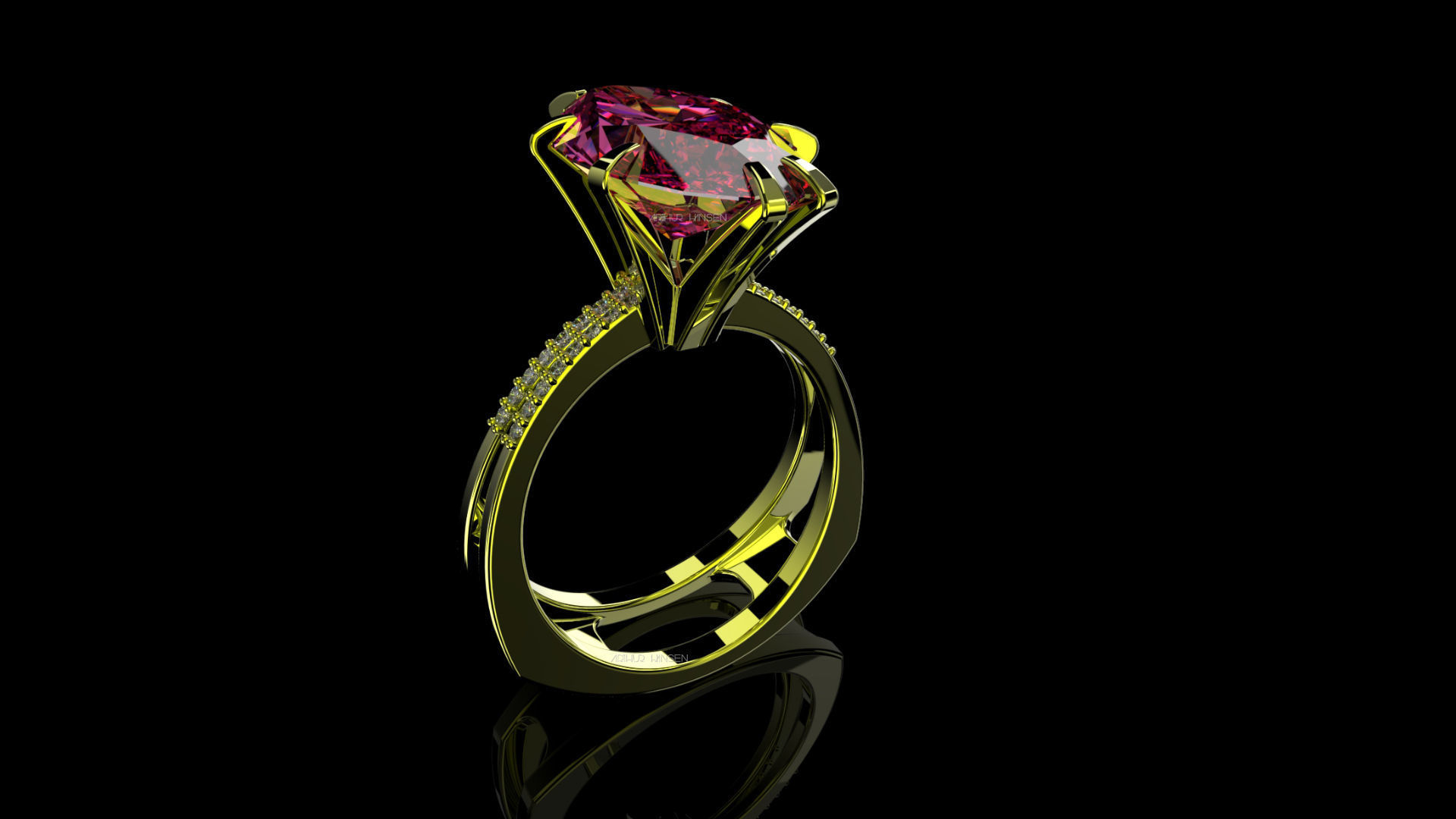 3D model Solitaire Marquise Cut EL Ring-PV 3D print model_2