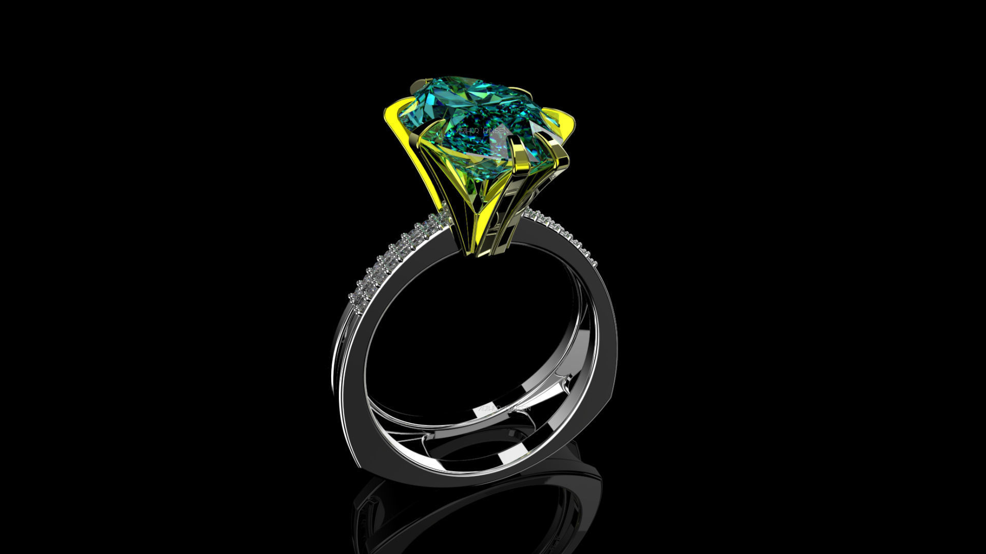 3D model Solitaire Marquise Cut EL Ring-PV 3D print model_4
