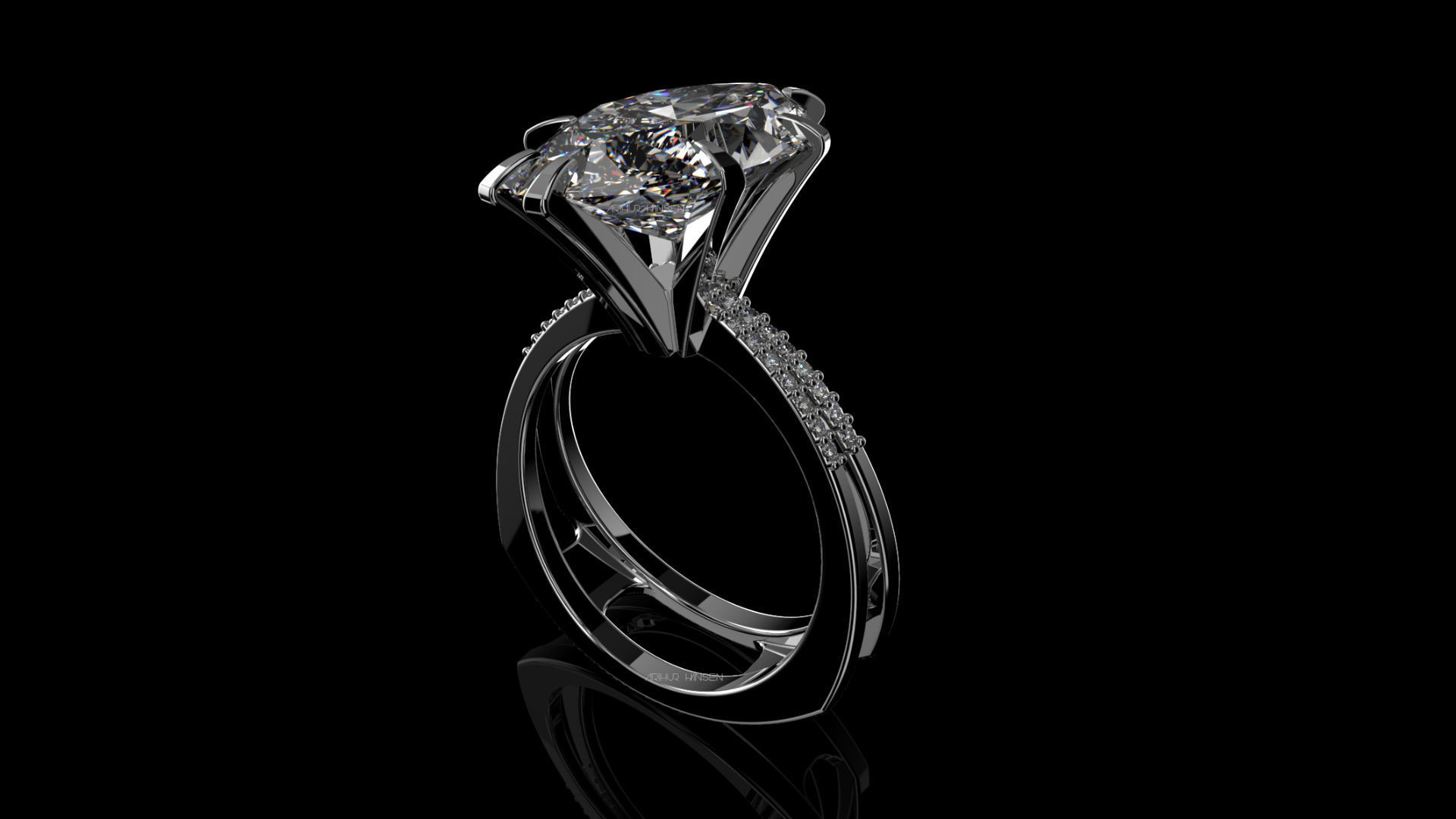 3D model Solitaire Marquise Cut EL Ring-PV 3D print model_1