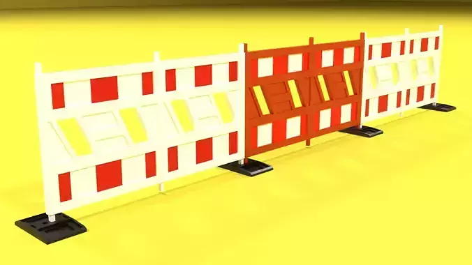 White and red plastic road barriers