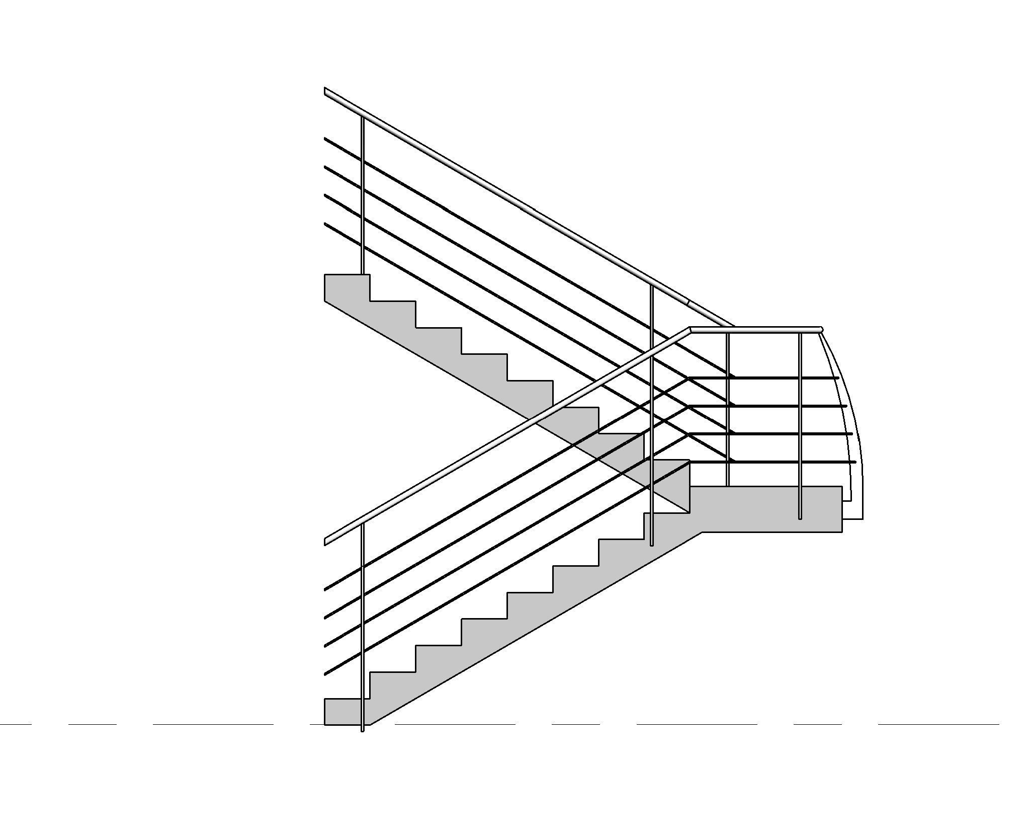 curved post metal railing Free 3D model_7