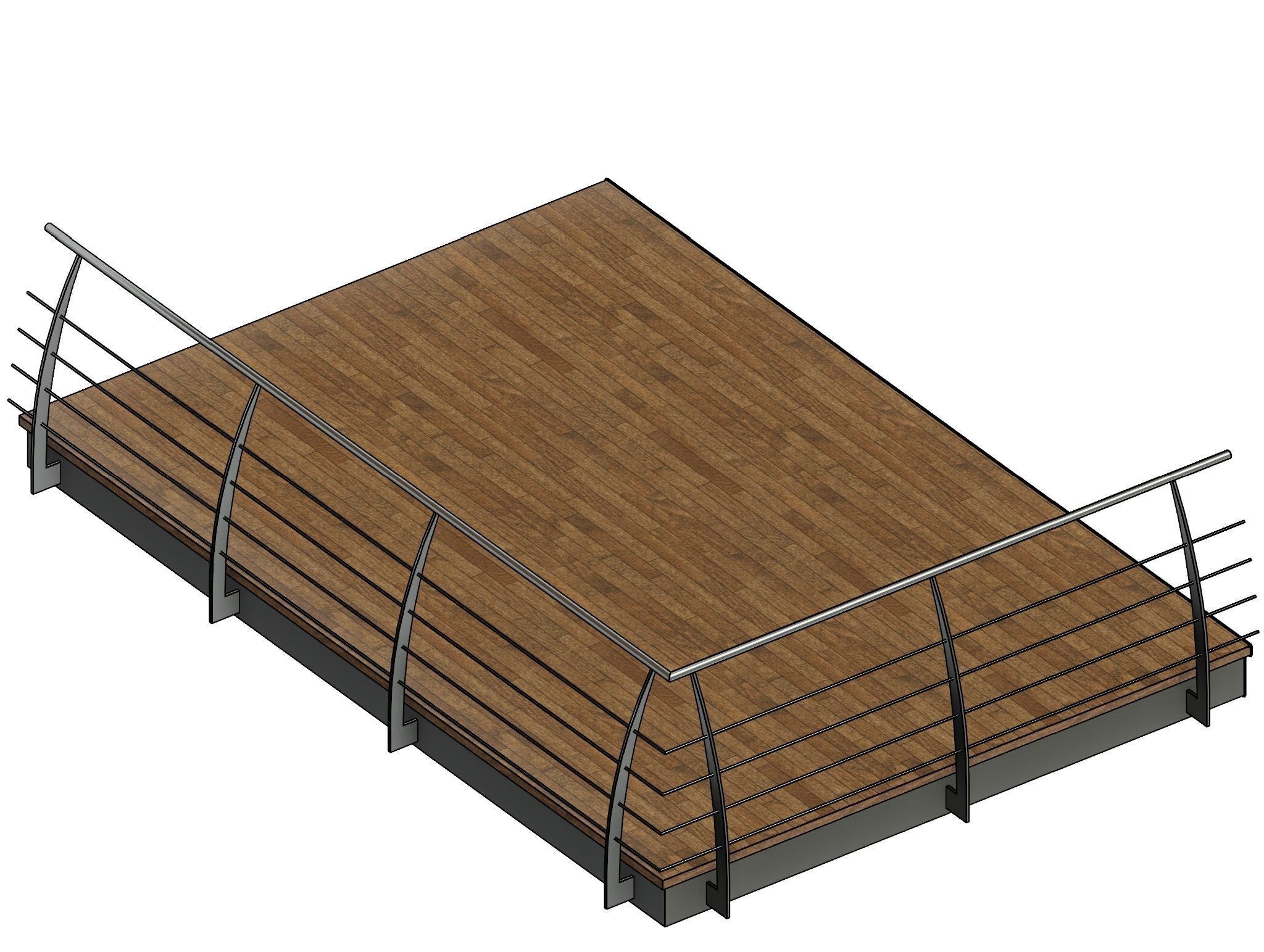 curved post metal railing Free 3D model_1