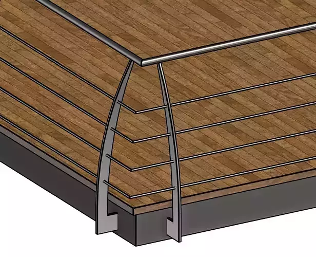 curved post metal railing Free 3D model