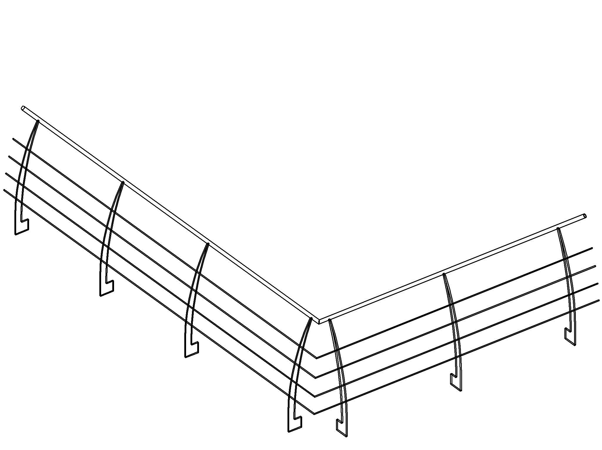 curved post metal railing Free 3D model_4