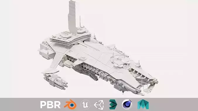 Spaceship Cruiser heavy detailed scifi 3D 3D model