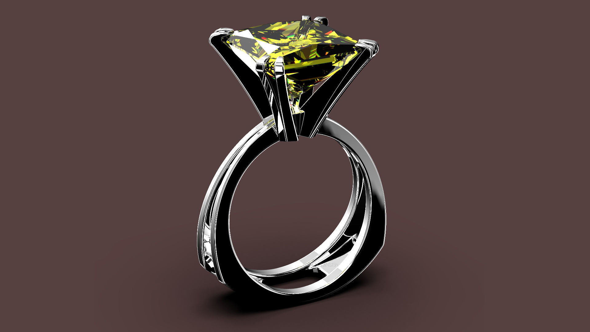 3D model Solitaire Princess Cut EL Ring-CL 3D print model_4