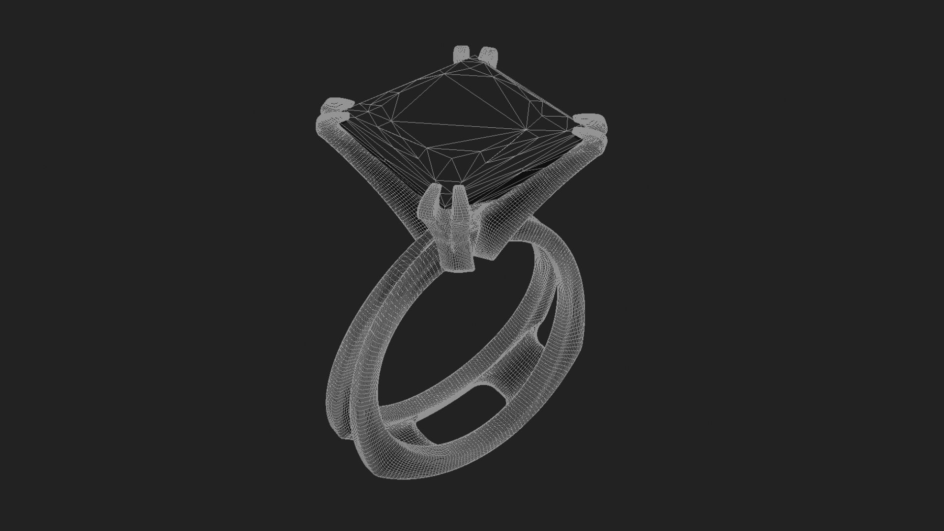 3D model Solitaire Princess Cut EL Ring-CL 3D print model_6