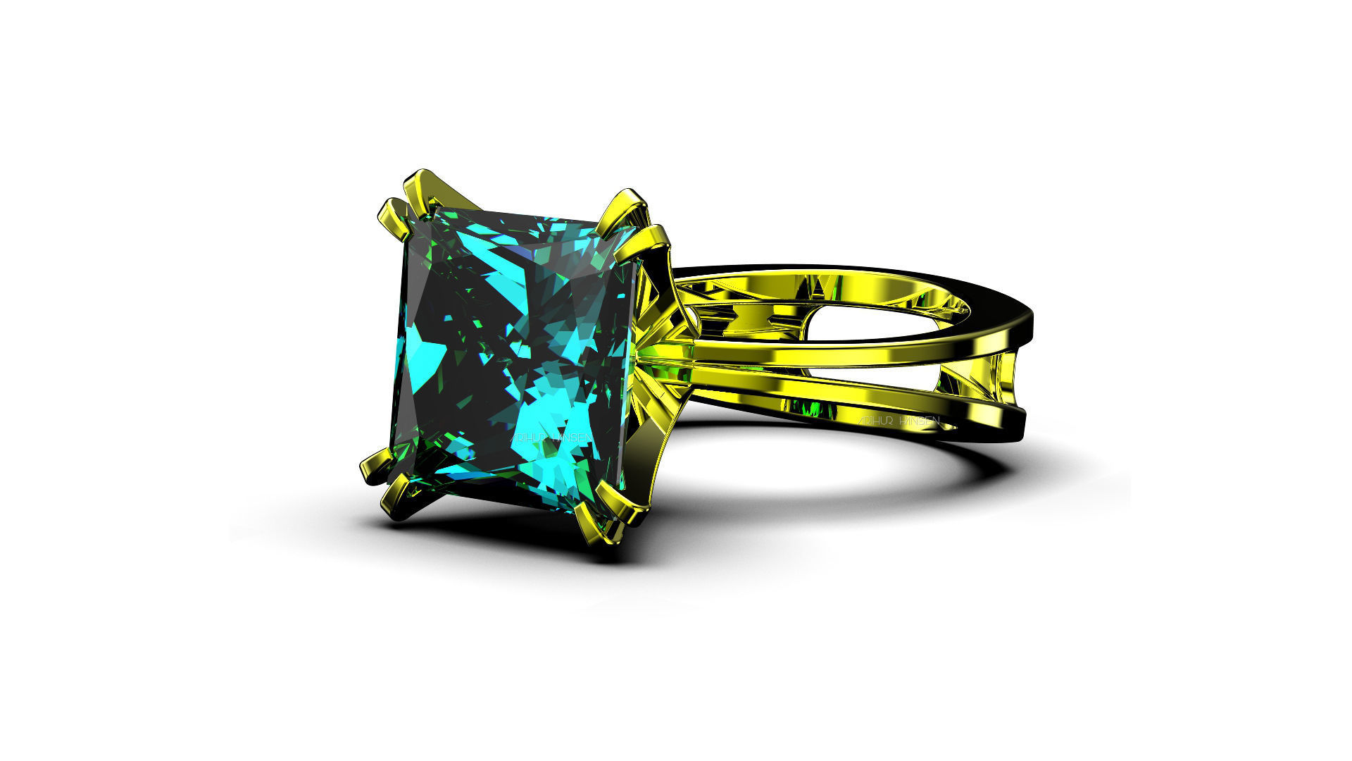 3D model Solitaire Princess Cut EL Ring-CL 3D print model_3