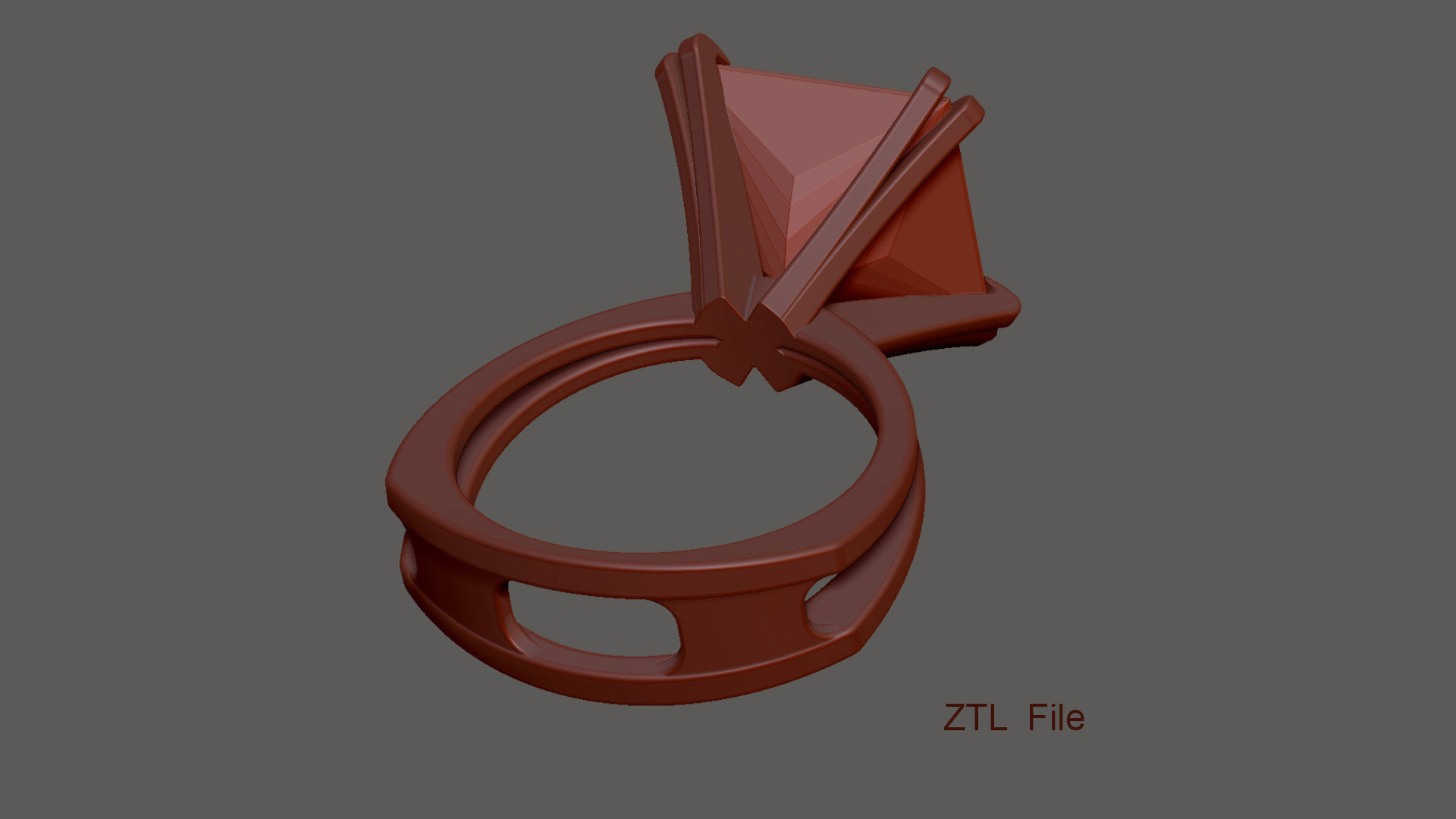 3D model Solitaire Princess Cut EL Ring-CL 3D print model_13
