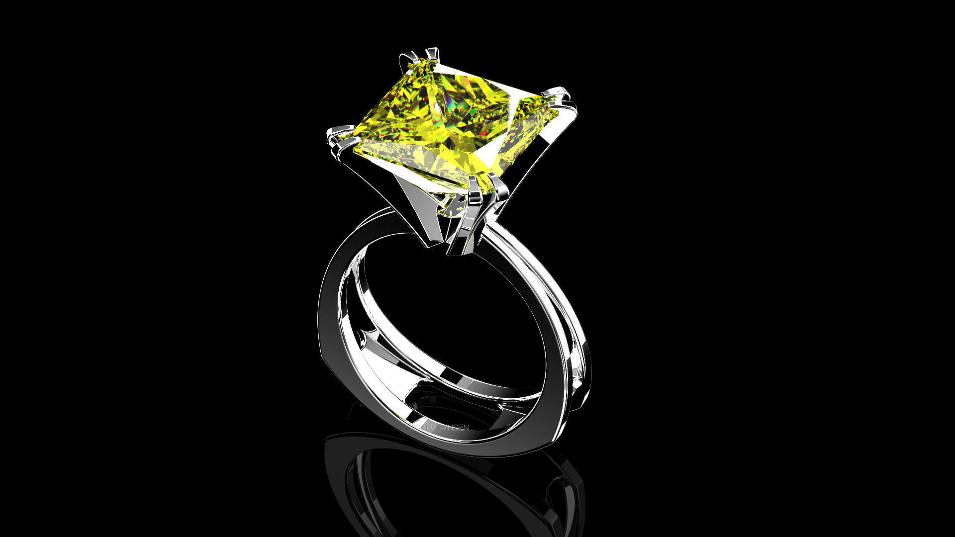 3D model Solitaire Princess Cut EL Ring-CL 3D print model_11