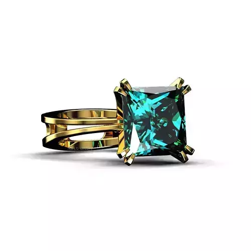 3D model Solitaire Princess Cut EL Ring-CL