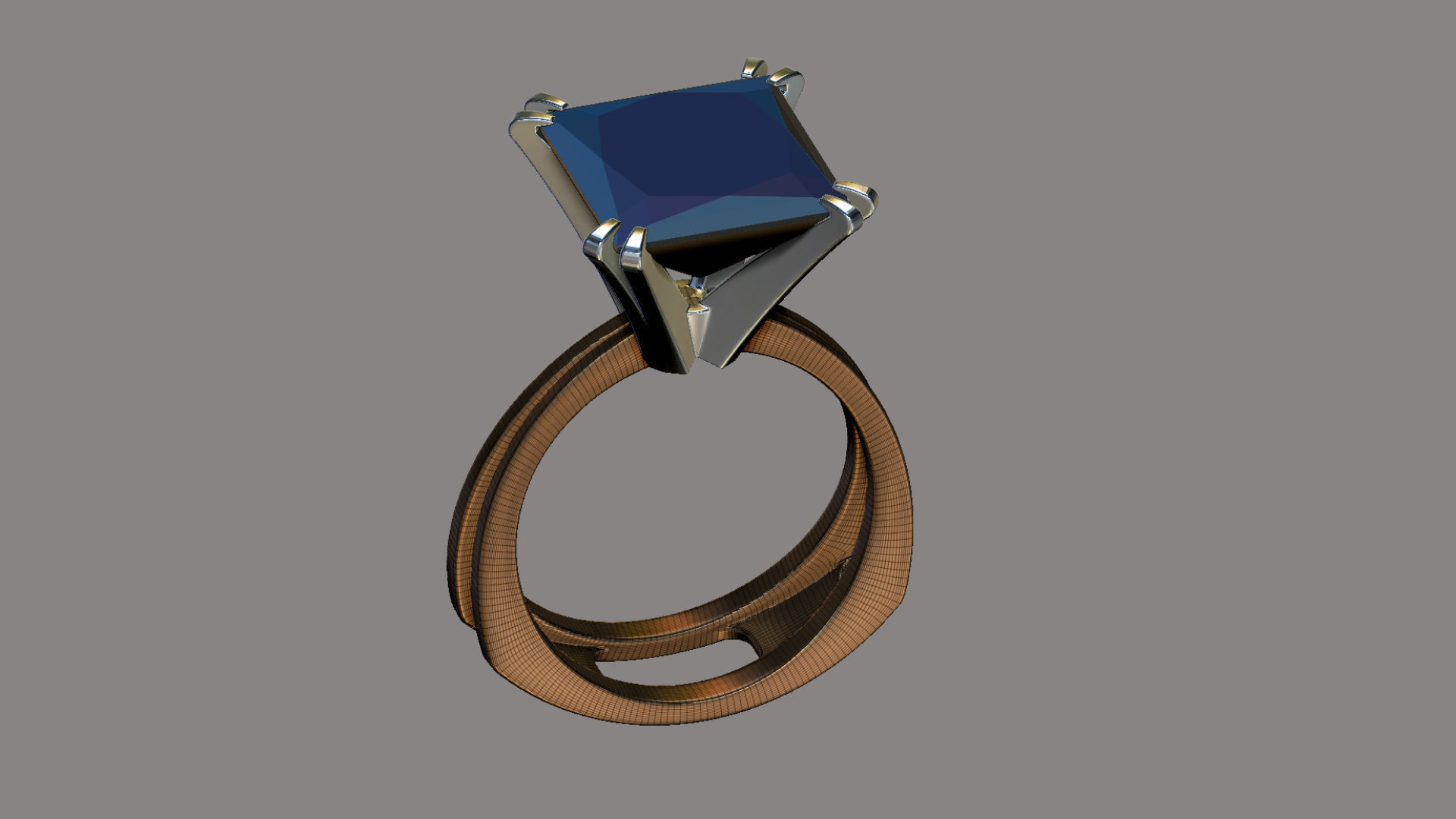 3D model Solitaire Princess Cut EL Ring-CL 3D print model_8