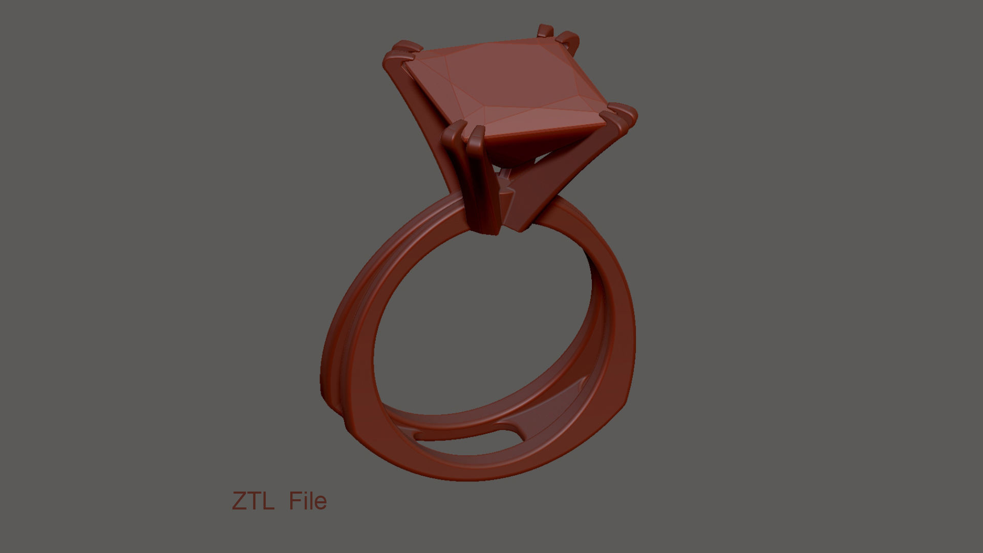 3D model Solitaire Princess Cut EL Ring-CL 3D print model_15