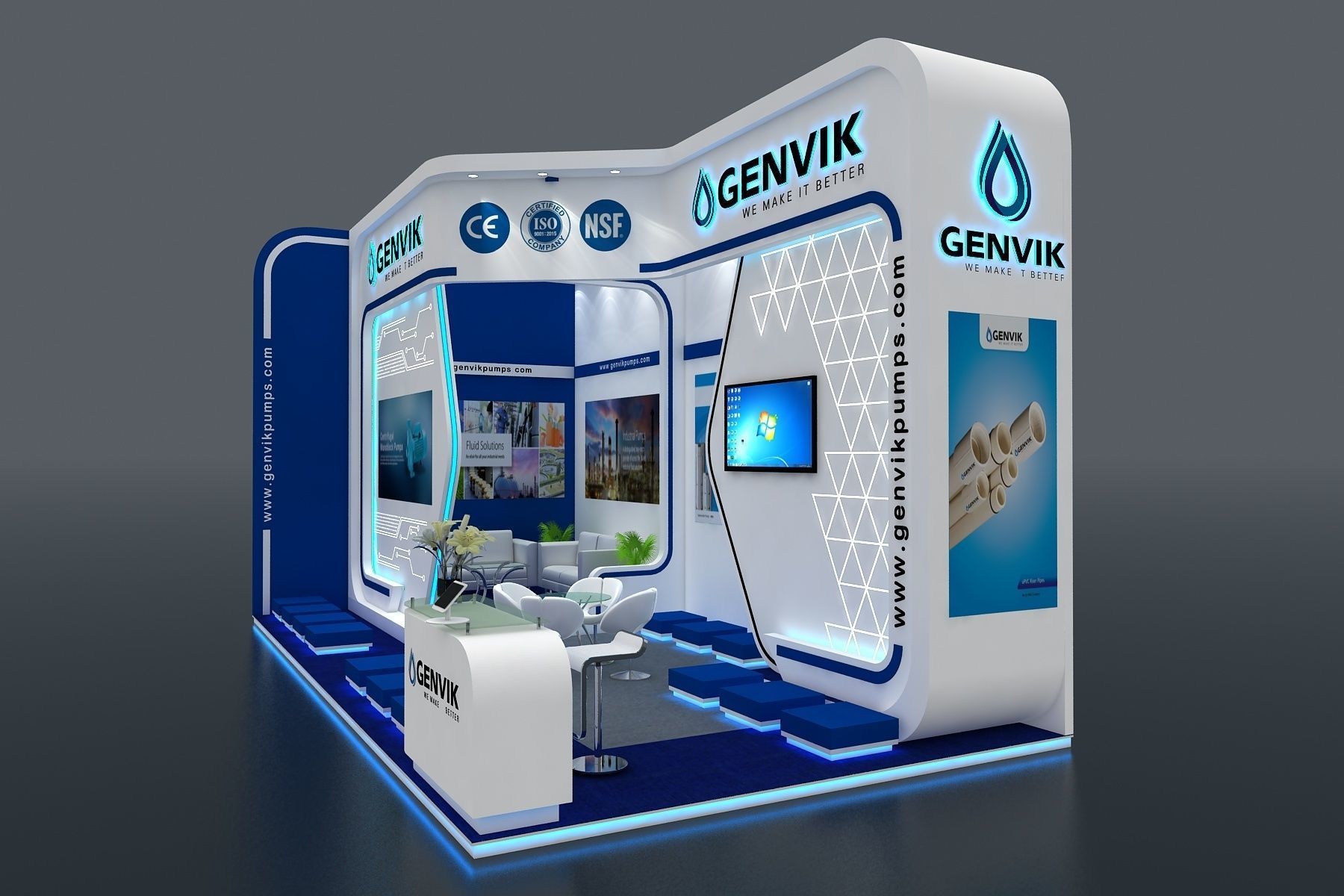 Exhibition Stall size 8x4Mtr Two Side Open 3D model  3D model_2