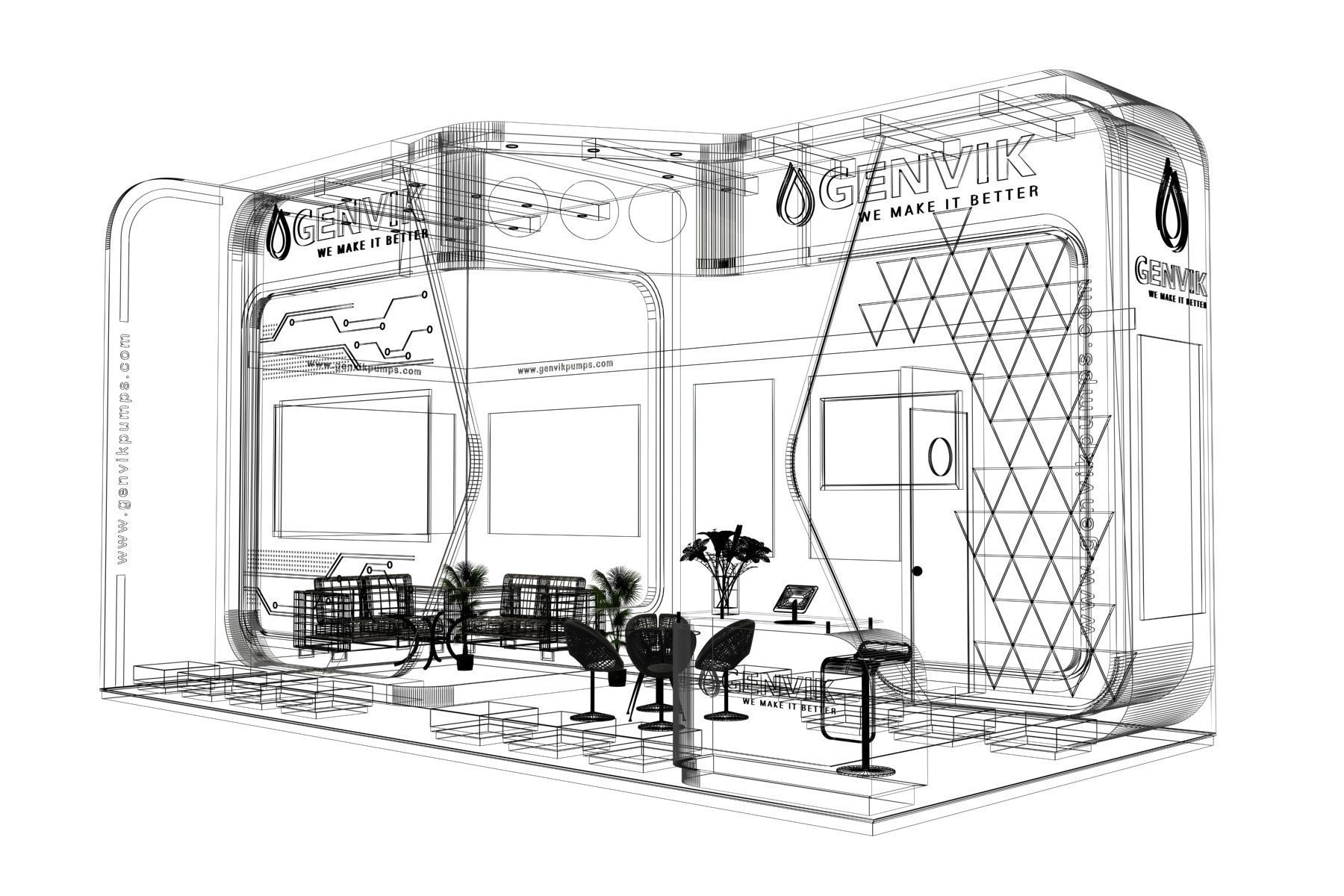 Exhibition Stall size 8x4Mtr Two Side Open 3D model  3D model_3