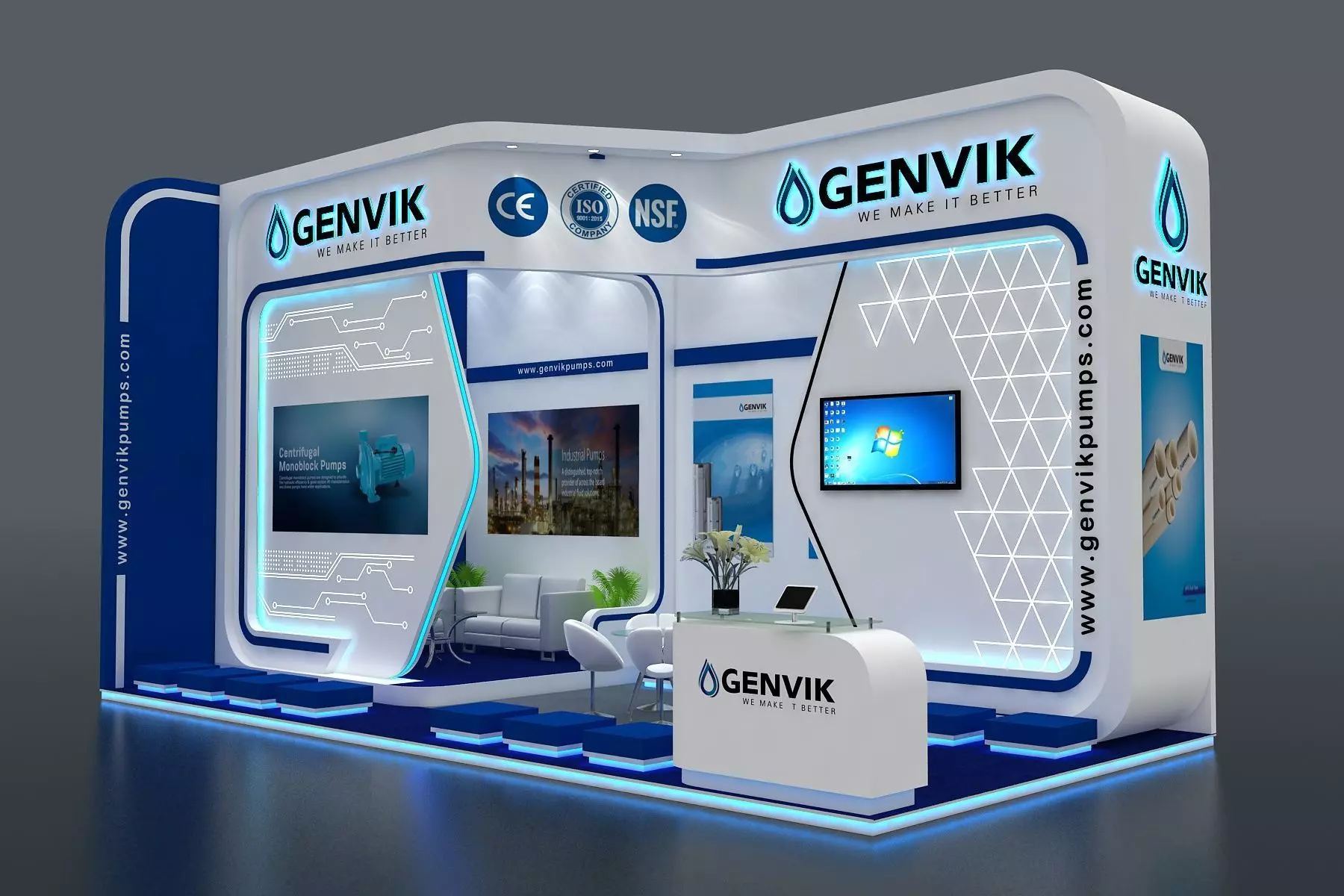 Exhibition Stall size 8x4Mtr Two Side Open 3D model  3D model_0