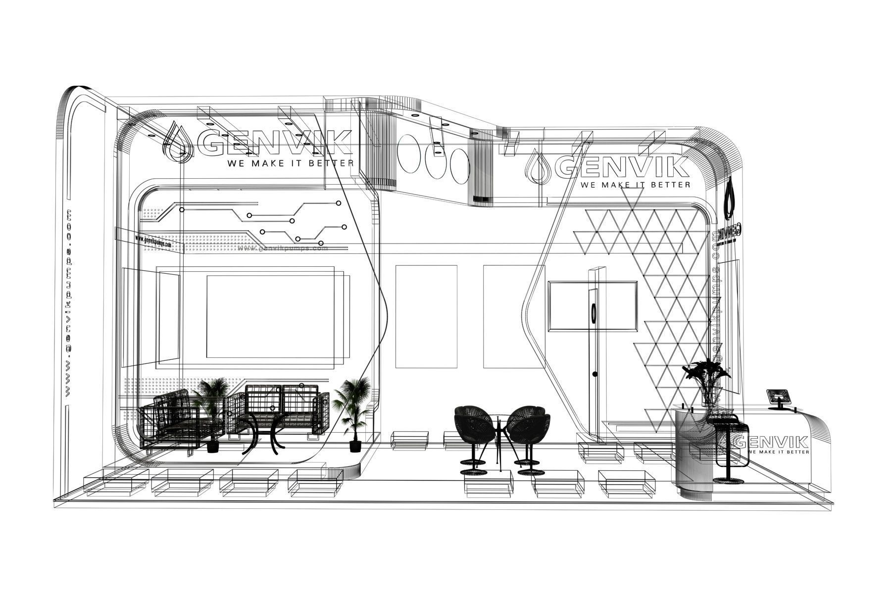 Exhibition Stall size 8x4Mtr Two Side Open 3D model  3D model_4
