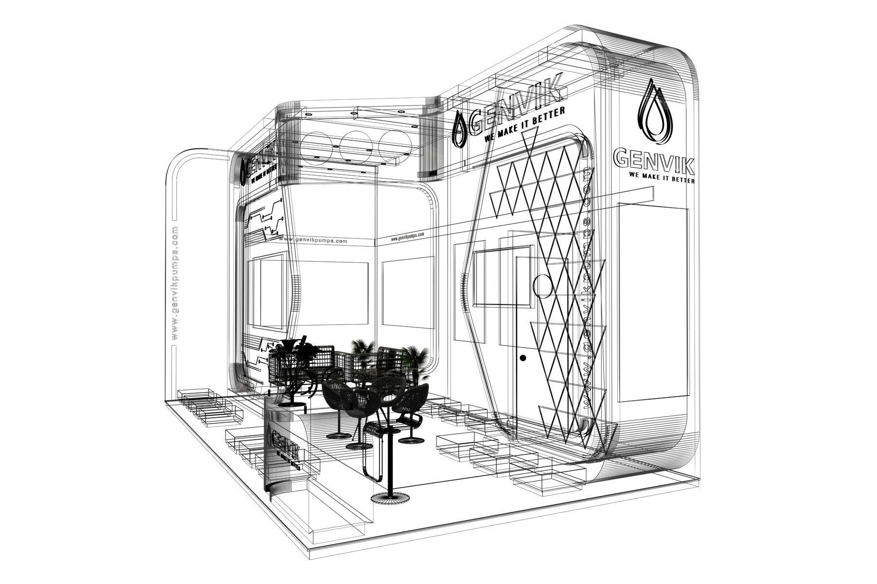 Exhibition Stall size 8x4Mtr Two Side Open 3D model  3D model_5