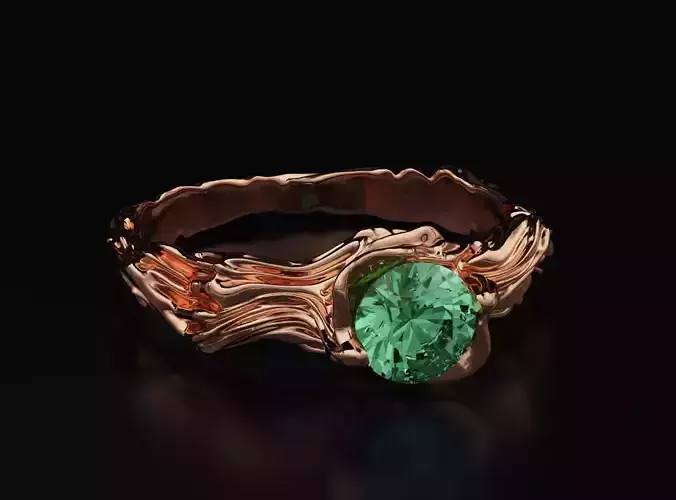 Stylized ring with diamond tree branch 612