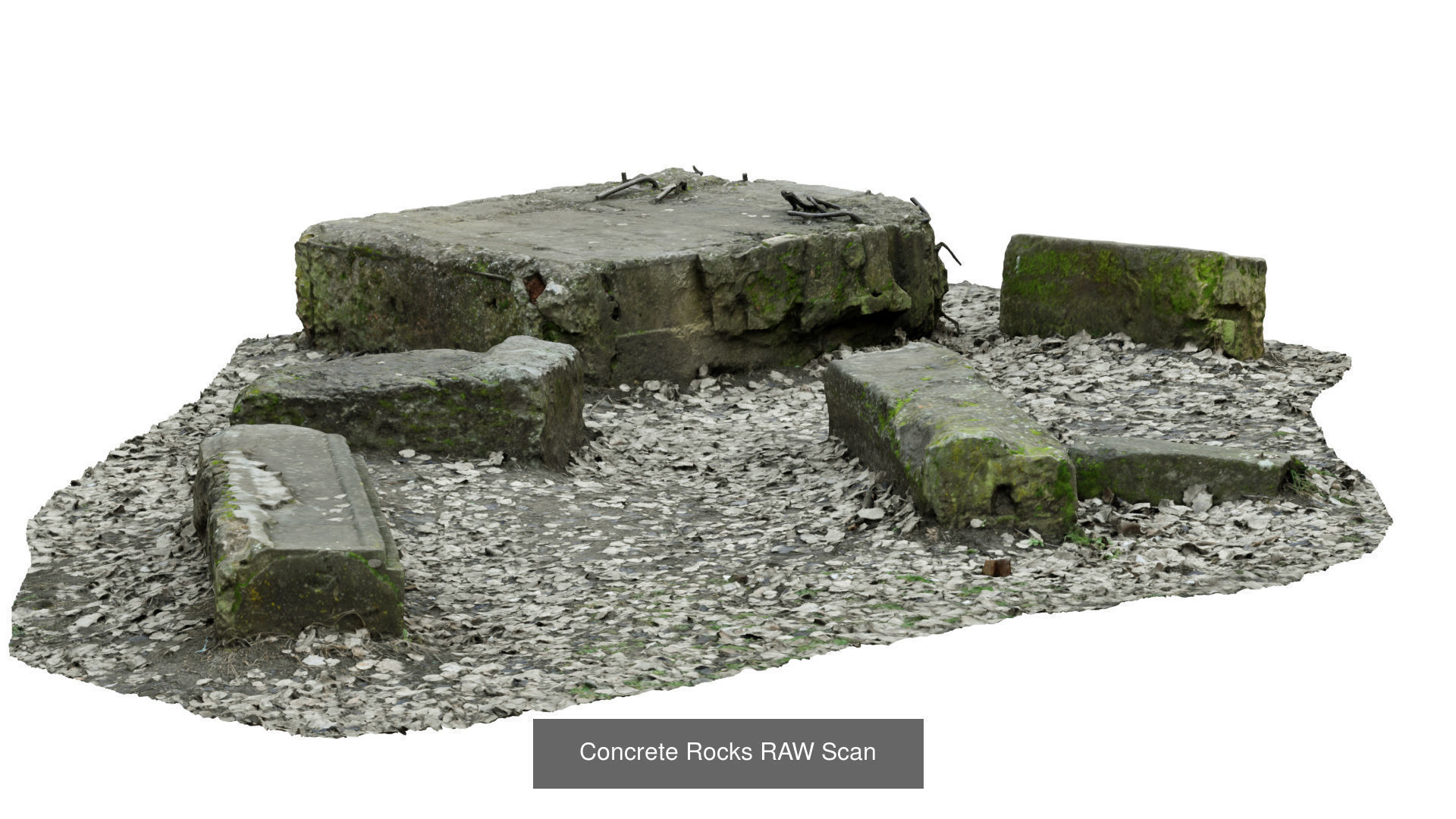 Concrete Rocks RAW Scans 3D Model Collection_3