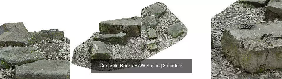 Concrete Rocks RAW Scans 3D Model Collection_0