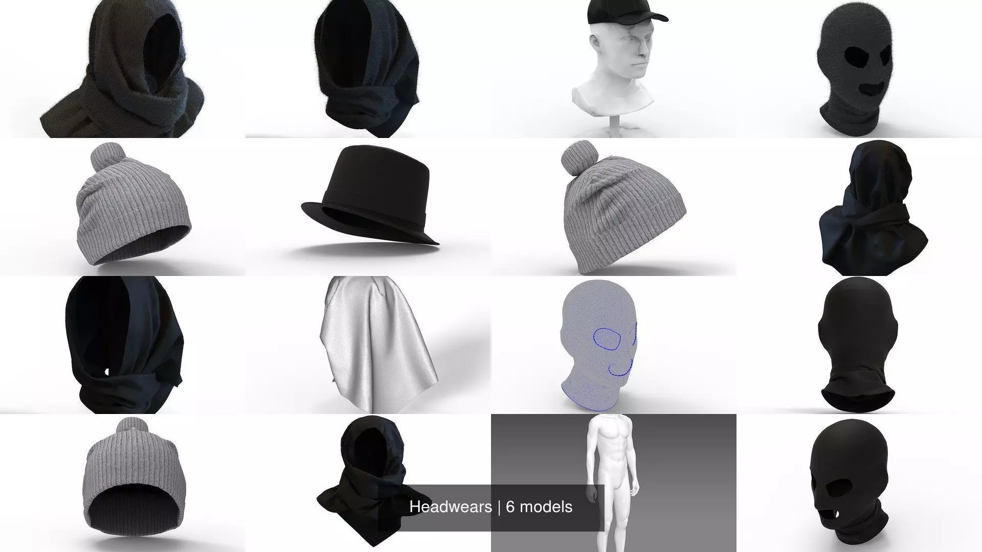 Headwears baseball cap mannequin 3D Model Collection_1