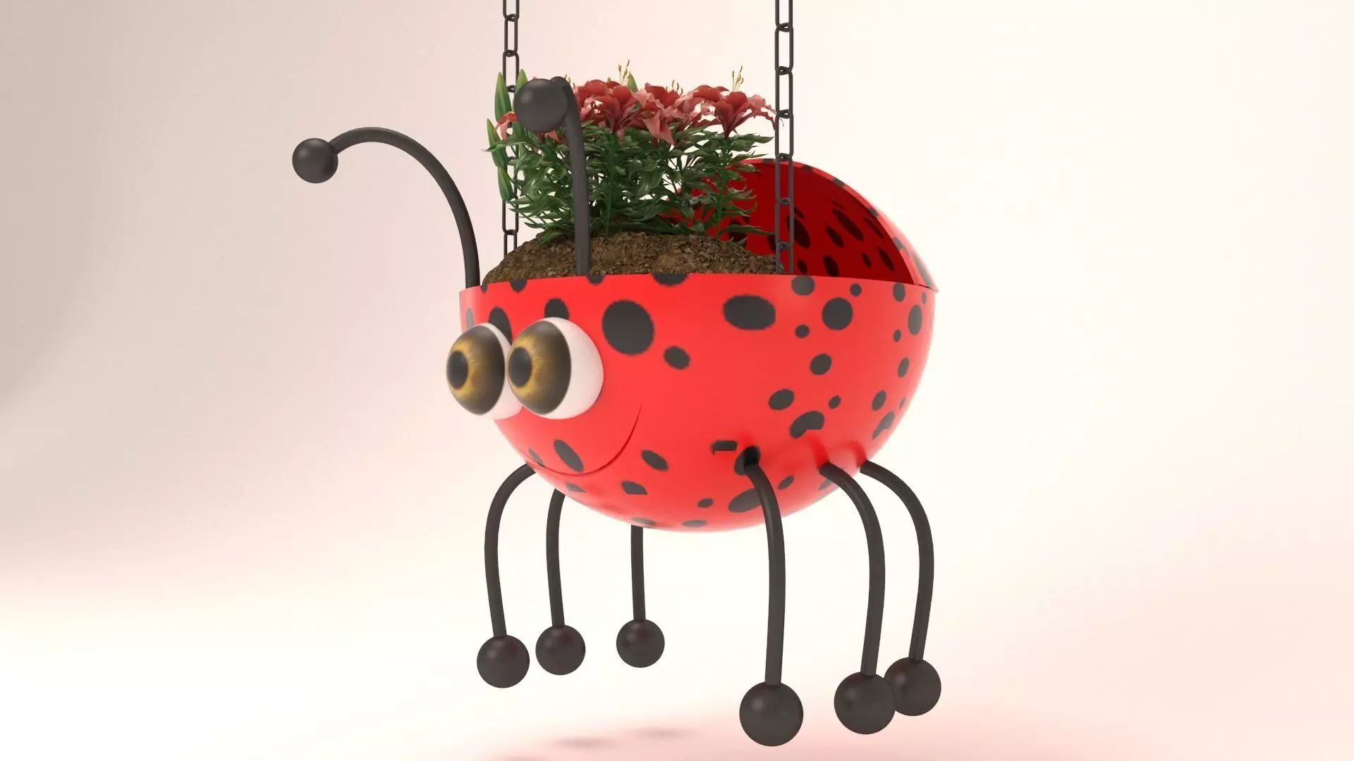 Beutiful Ladybird Hanging Basket - Flowerpot For Childrens 3D print model
