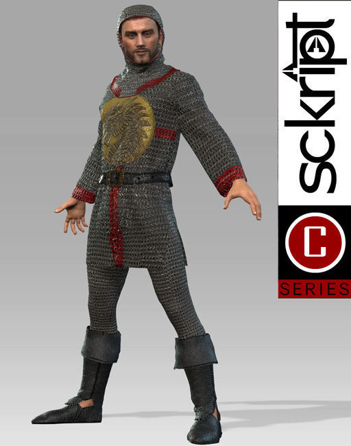 Lancelot man dressed in armor and holding sword 3D model_3