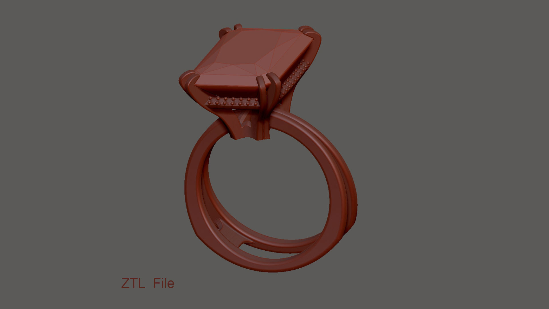 3D model Solitaire Radiant Cut EL Ring-CL 3D print model_14