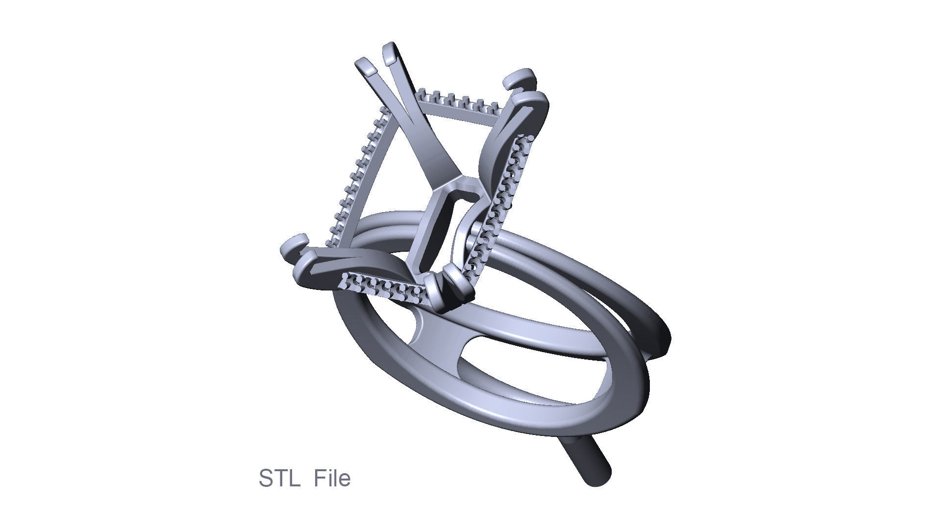 3D model Solitaire Radiant Cut EL Ring-CL 3D print model_13
